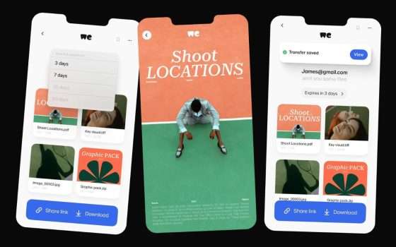 WeTransfer, link validi 30 giorni con l'app mobile