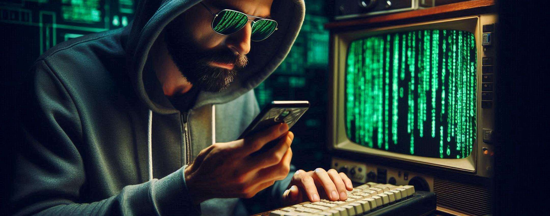 Hacker con smartphone