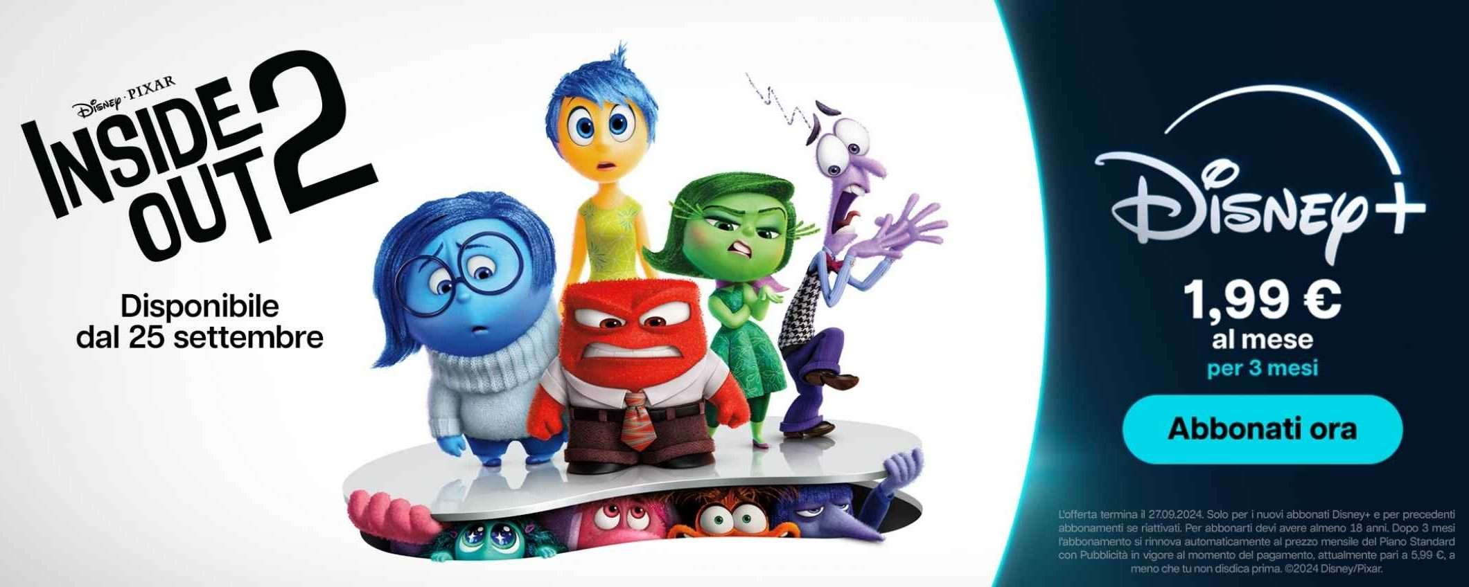 Inside Out 2 arriva su Disney+: approfitta dell'offerta a 1,99 euro al mese