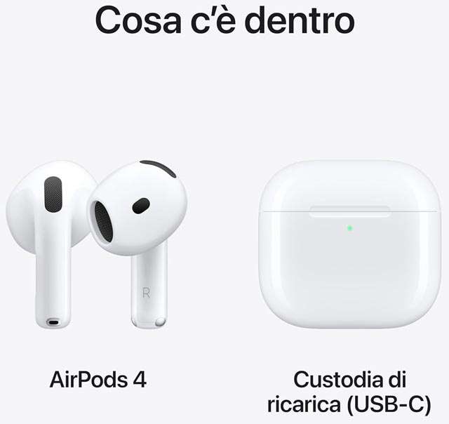 I nuovi AirPods 4: il contenuto della confezione