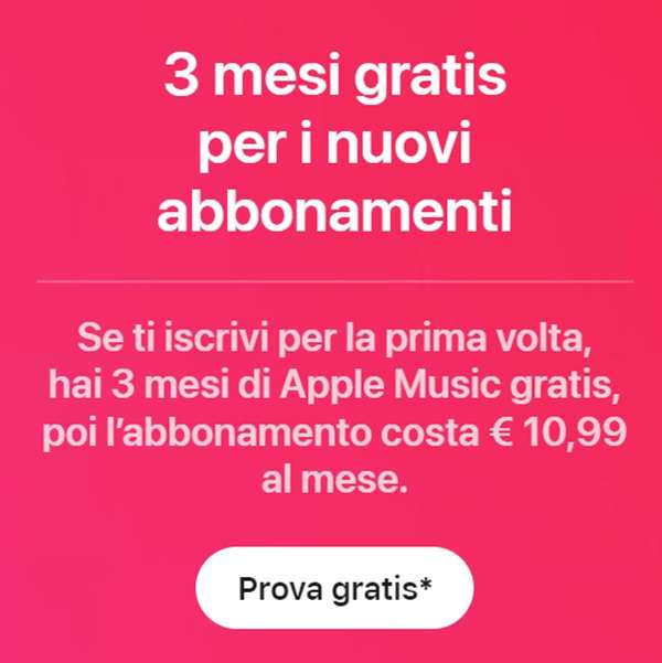 apple music gratis 3 mesi