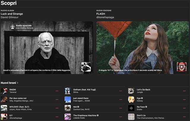 Ascolta le nuove uscite musicali in streaming su Apple Music