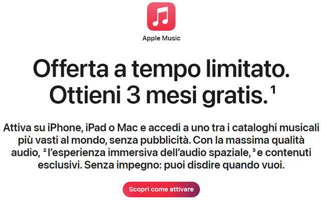 Ascolta in streaming gratis per 3 mesi la tua musica preferita su Apple Music