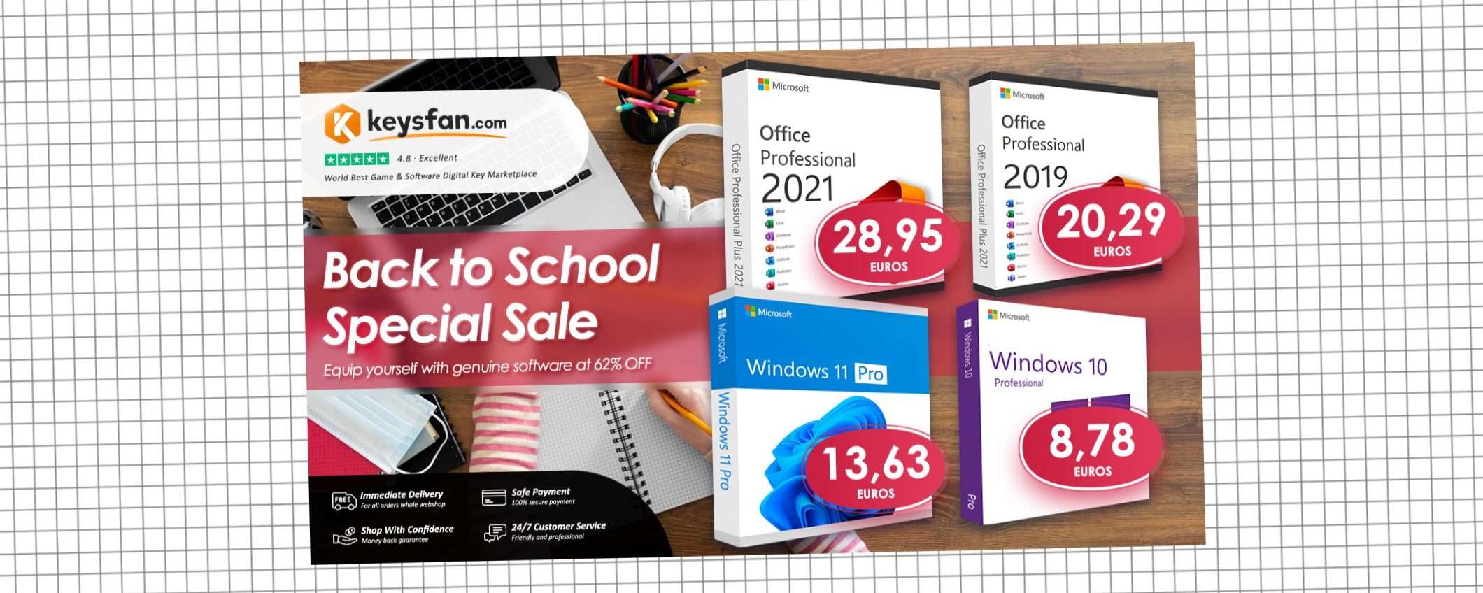 Keysfan, offerte per il ritorno a scuola: Office 2021 Pro Plus per 17,65€/PC!