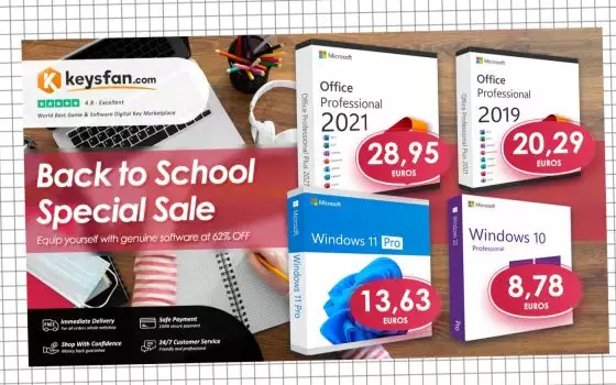 Keysfan, offerte per il ritorno a scuola: Office 2021 Pro Plus per 17,65€/PC!