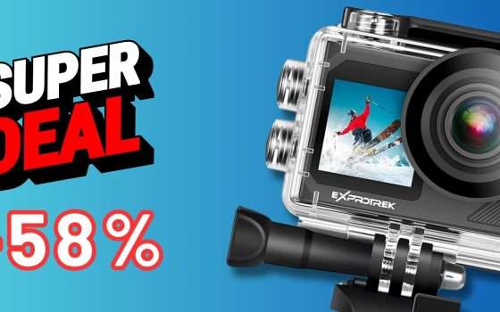 Exprotrek Action Cam con kit completo: sconto 58% su Amazon è l'affare