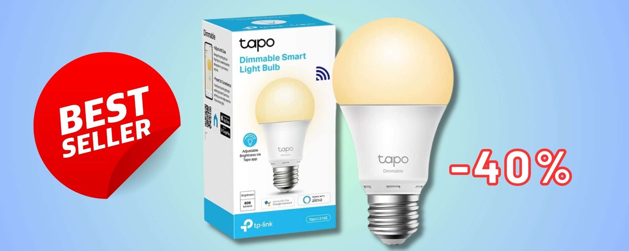 TP-Link per lampadina LED smart E27 da gestire con app, Alexa, Google