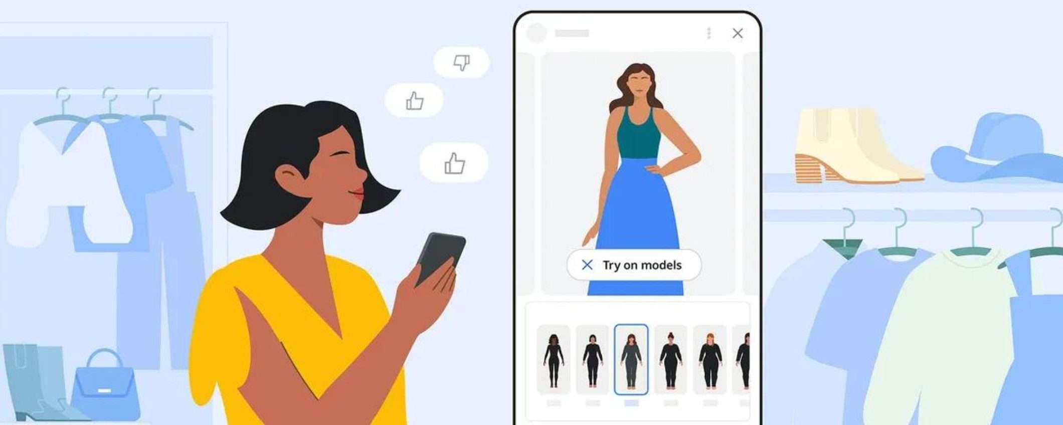 Google aggiorna strumento di shopping AI per provare i vestiti