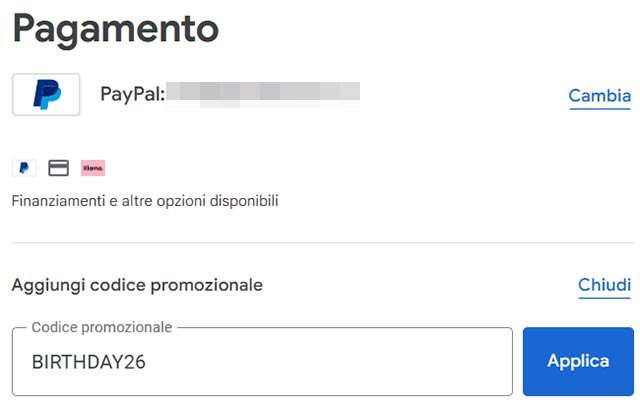 Il codice promozionale BIRTDHAY26 per lo sconto del 20% su Google Store