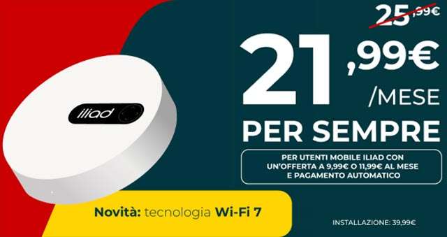 La promozione di iliad per la connettività in fibra con router Wi-Fi 7