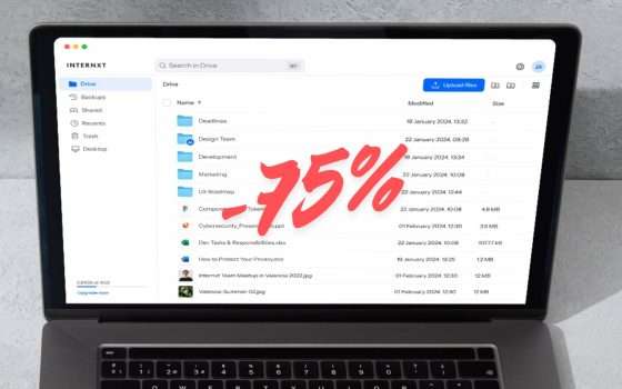 Internxt: tutti i piani cloud al 75% di sconto