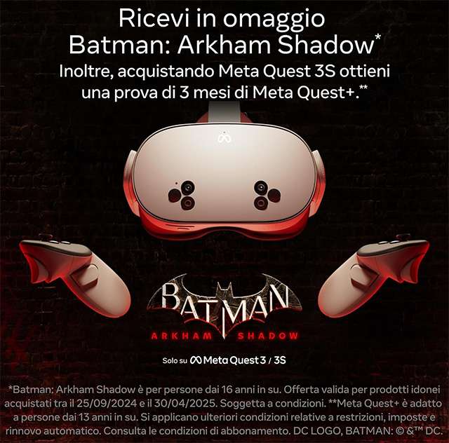 Il nuovo visore Meta Quest 3S regala il gioco Batman: Arkham Shadow