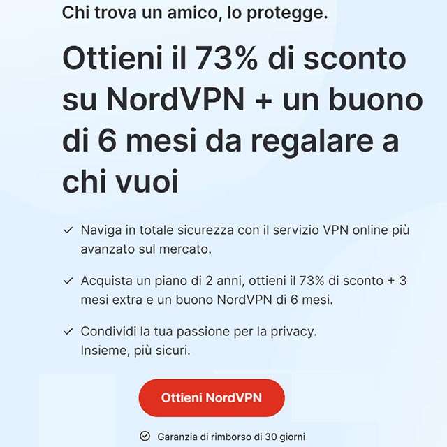 La promozione di NordVPN