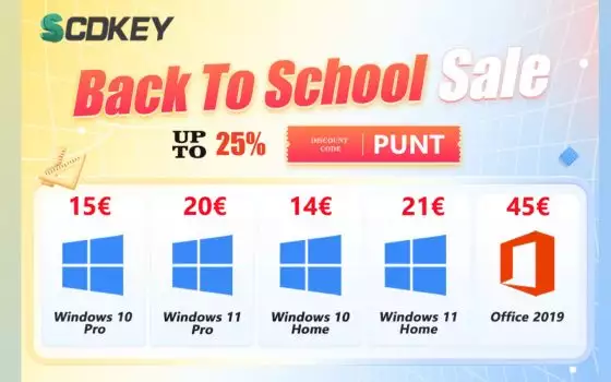 SCDKey, sconti per il ritorno a scuola: Windows 11 a soli 20€, Office a soli 25€!