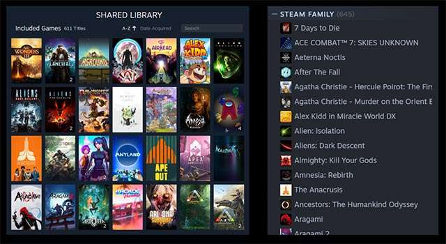 La libreria dei giochi condivisa con Steam Families