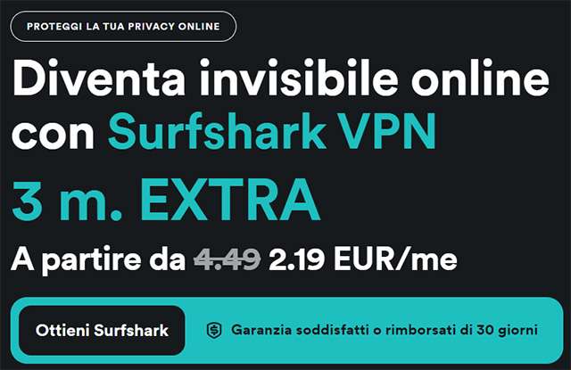 La promozione in corso per la VPN di Surfshark