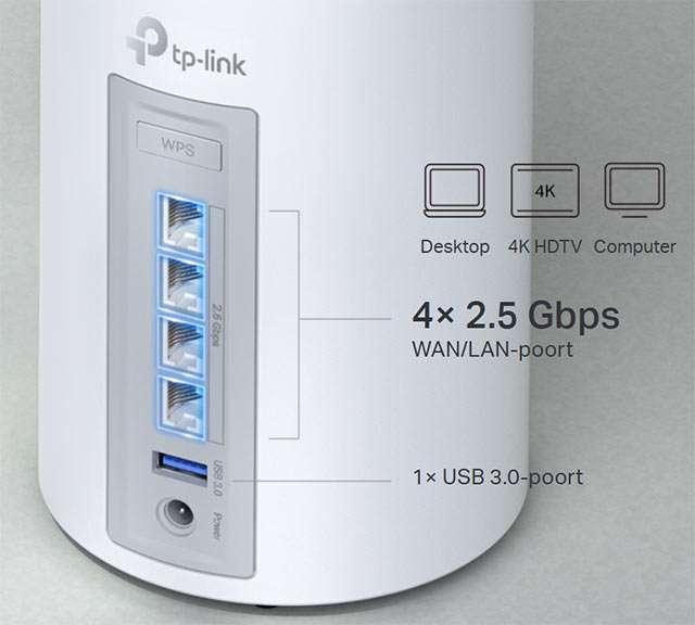 TP-Link Deco BE65: le porte fisiche presenti sul router Wi-Fi 7