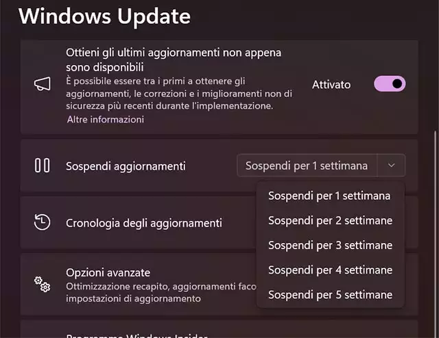 Come sospendere gli aggiornamenti automatici di Windows 11