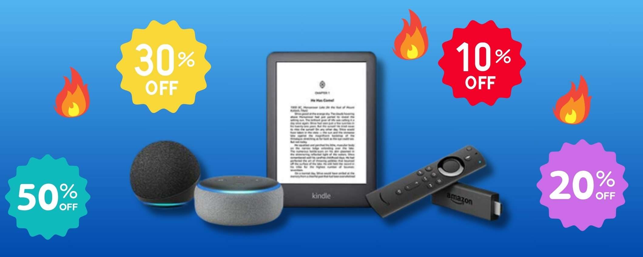 Echo, Kindle, Fire TV e Blink: dispositivi Amazon in sconto fino al 60%