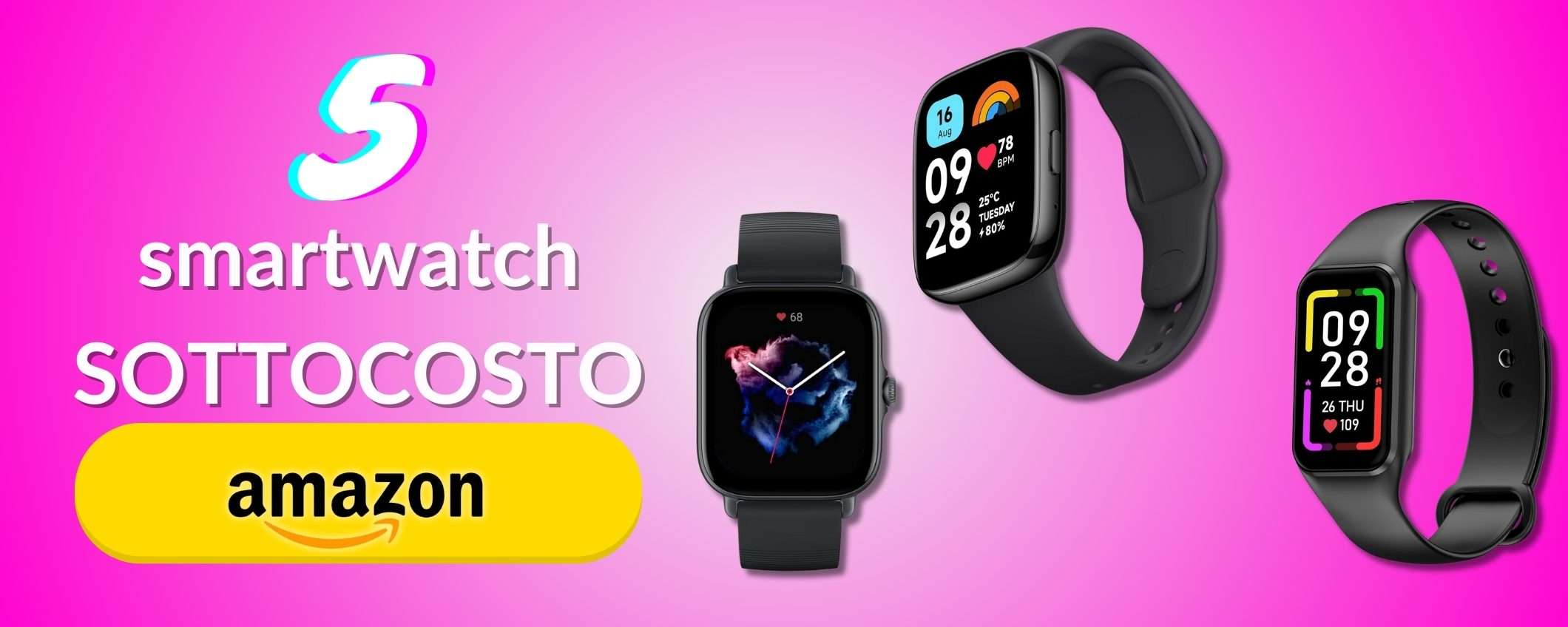 5 smartwatch SOTTOCOSTO: affari su Amazon per polso tech