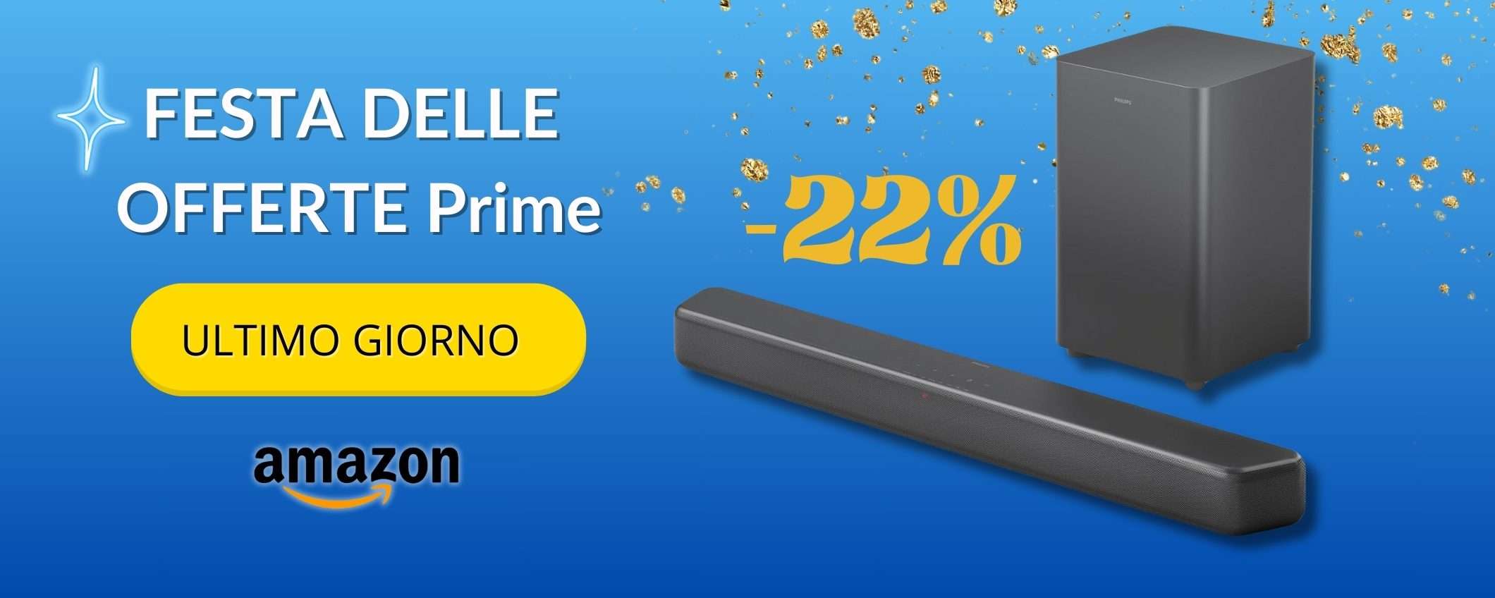 Audio intenso con la Philips Soundbar 2.1 e subwoofer, 100€ fai l'affare