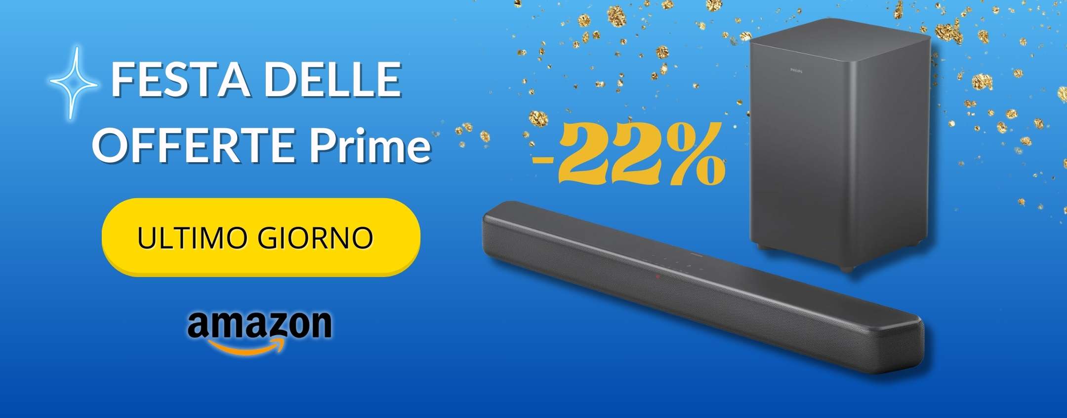 Audio intenso con la Philips Soundbar 2.1 e subwoofer, 100€ fai l’affare