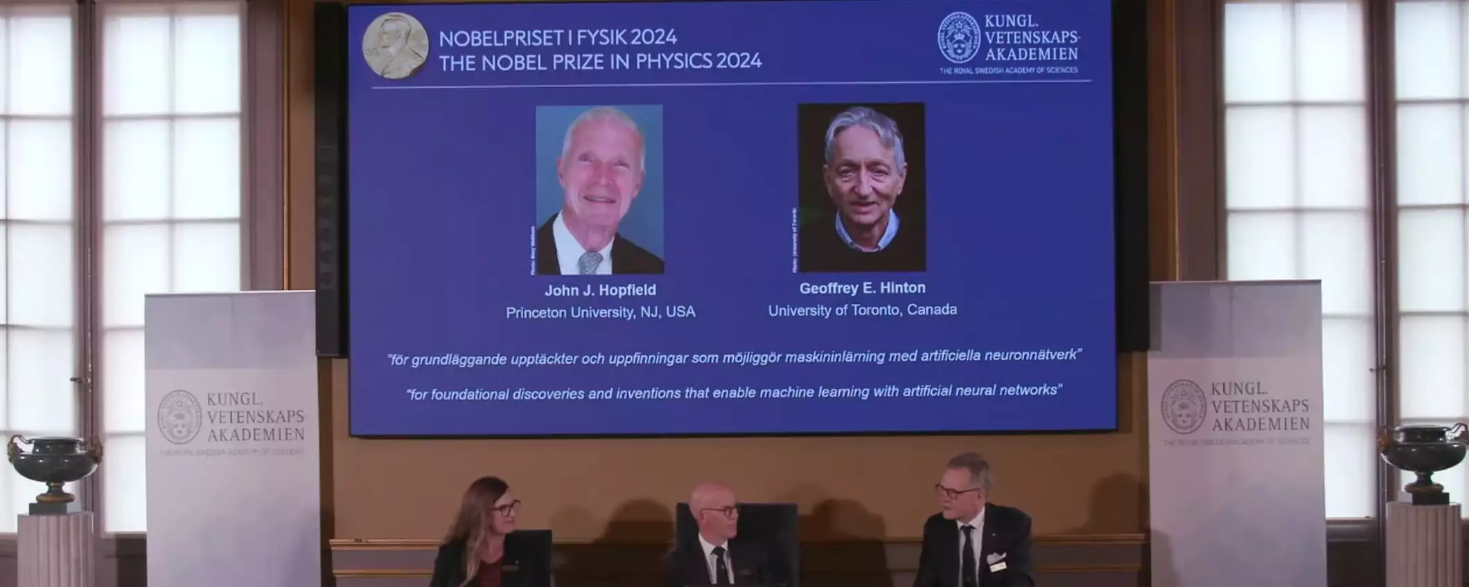 Premio Nobel per la fisica a Geoff Hinton e John Hopfield