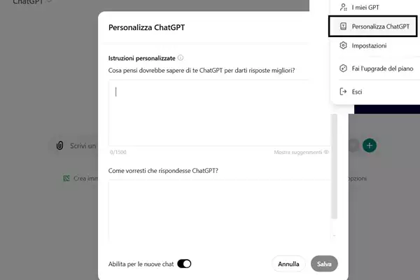 Personalizzare ChatGPT: ecco come