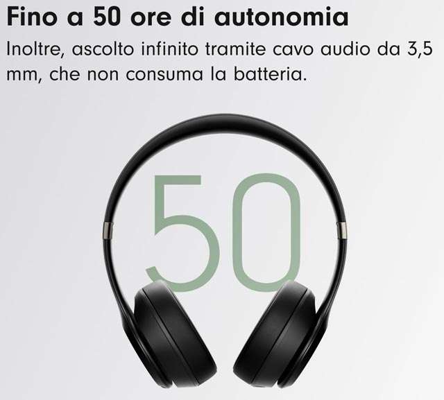 Le cuffie wireless Beats Solo 4 hanno un'autonomia di 50 ore