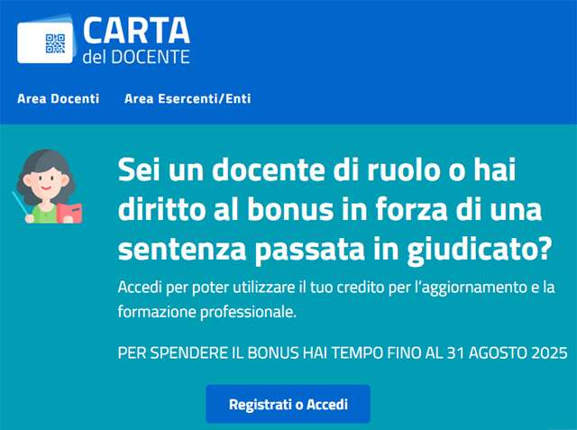 Il sito per la richiesta della Carta del Docente 2024/2025