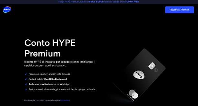 conto hype premium bonus 25 euro