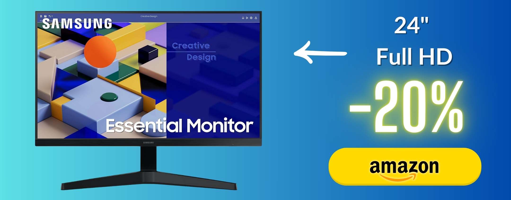 Samsung Monitor 24″: esperienza completa al PC con qualità FHD (79€)