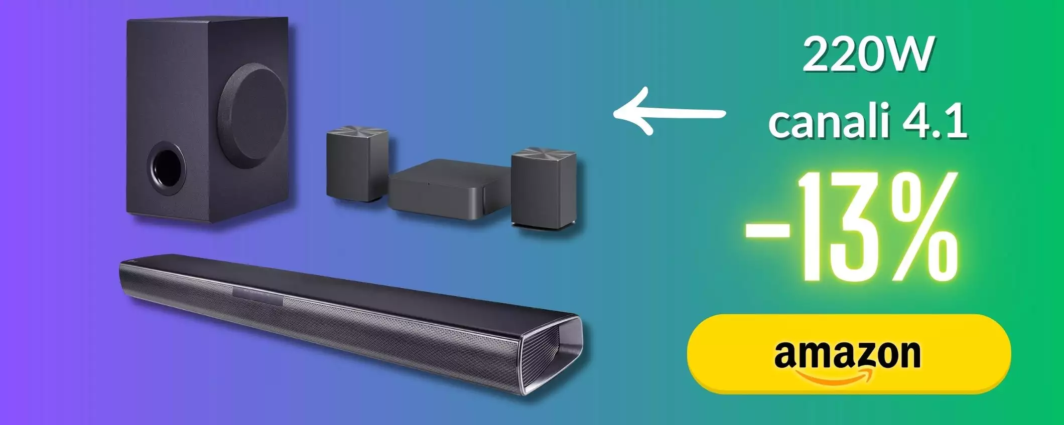 130€ per un sistema audio completo di LG: soundbar 220W da urlo