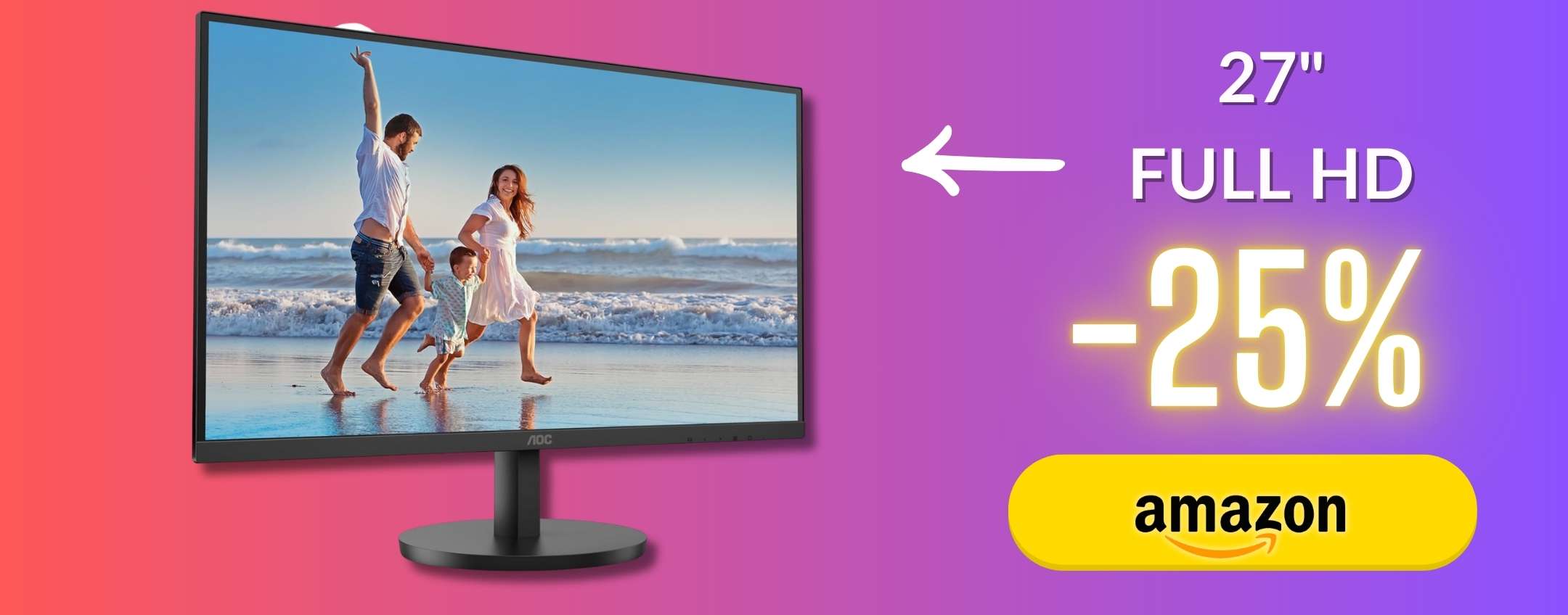 AOC Monitor 27″ scende sotto i 90€ per uno schermo FHD da affare