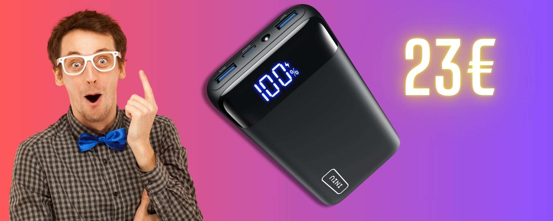 Power Bank 20000mAh: impossibile avere il telefono scarico (23€)