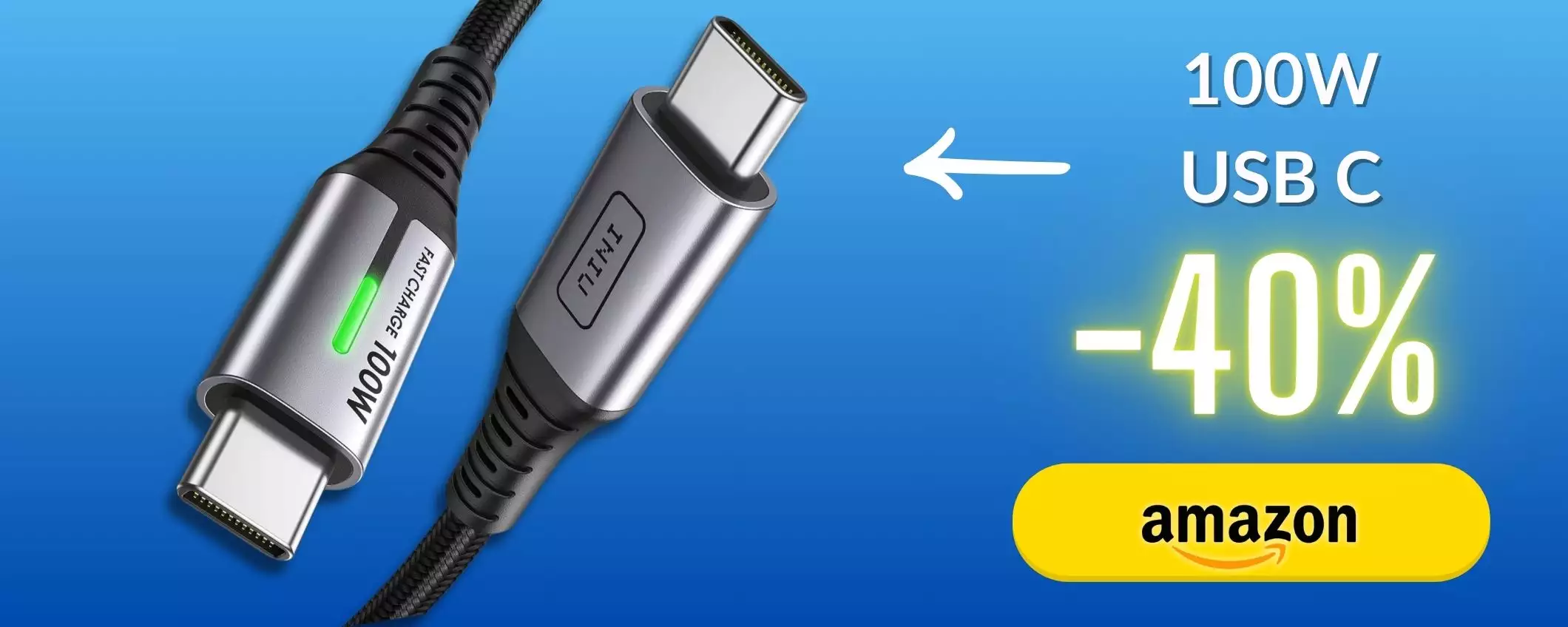 Cavo USB C USB C fino a 100W per caricare qualunque dispositivo (7€)