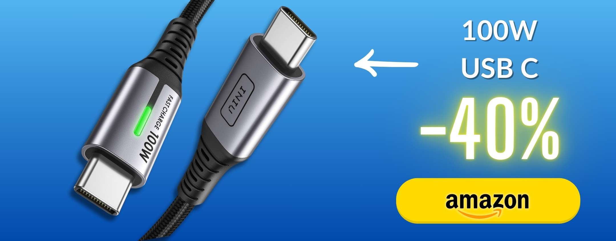 Cavo USB C USB C fino a 100W per caricare qualunque dispositivo (7€)