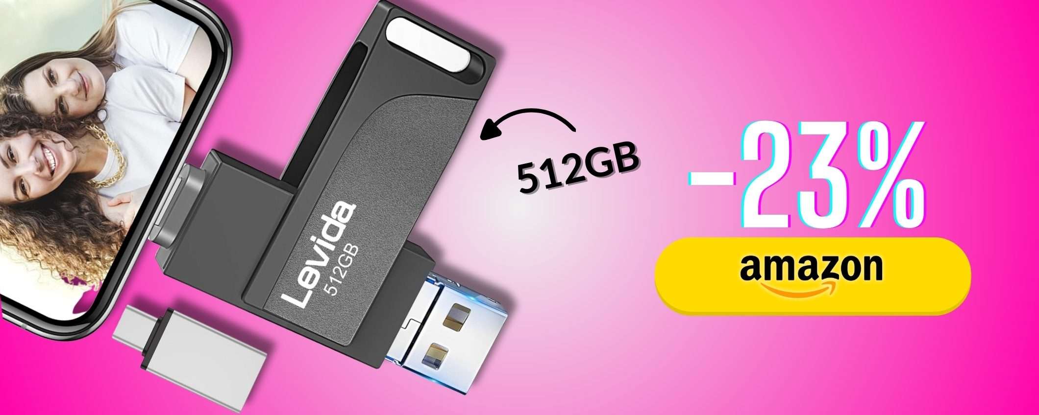 Libera lo spazio su iPhone e non solo: chiavetta USB da 512GB geniale