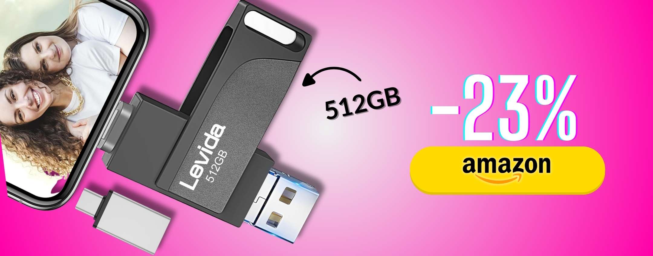 Libera lo spazio su iPhone e non solo: chiavetta USB da 512GB geniale