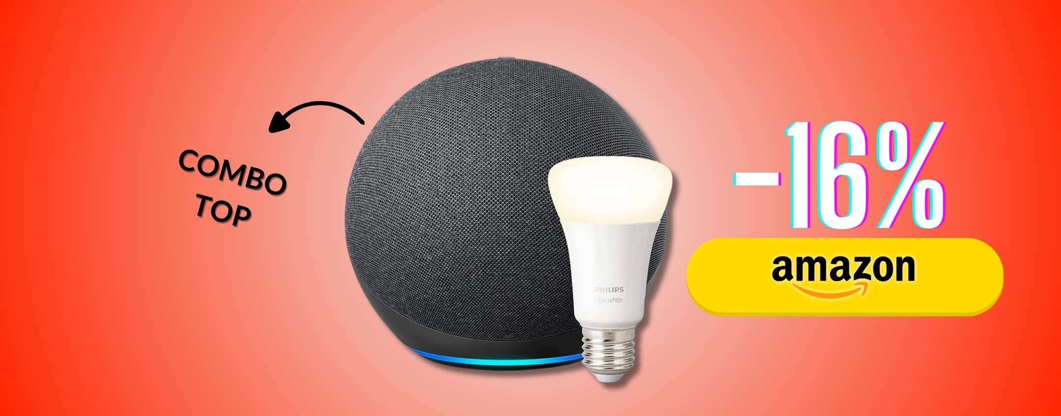 Echo + lampadina Philips per casa smart: un solo acquisto e in sconto