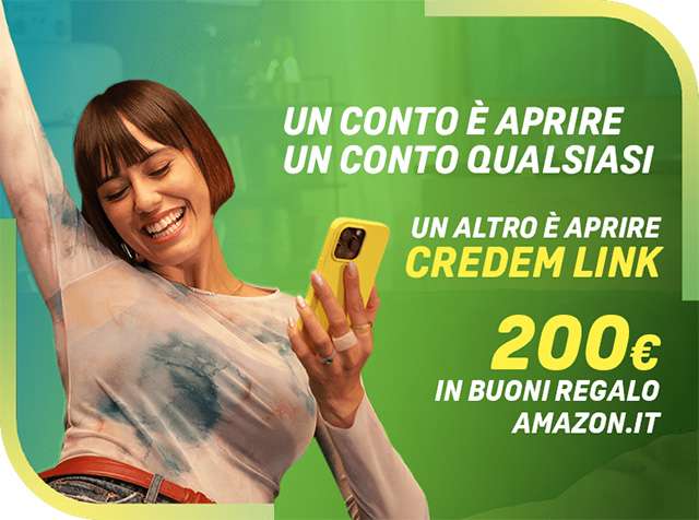 Credem Link ti regala 200 euro in buoni regalo Amazon