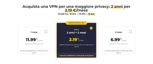 cyberghost vpn 2,19 euro grande offerta