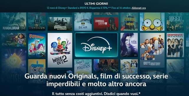 disney+ piano standard 89,90 euro ultimi giorni