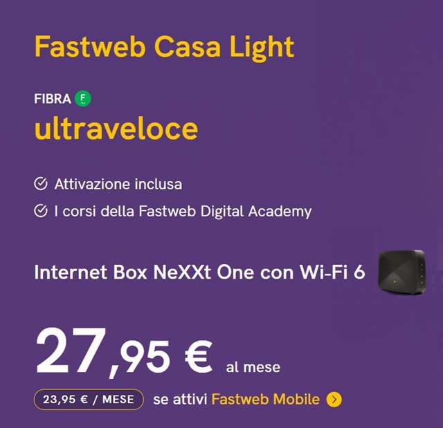 fastweb casa light offerta