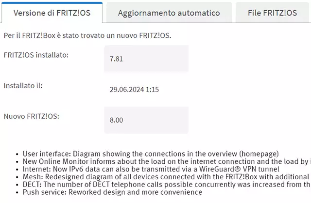 L'aggiornamento al nuovo FRITZ!OS 8 è disponibile per il download e l'installazione