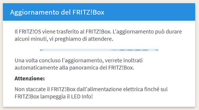 Aggiornamento in corso a FRITZ!OS 8