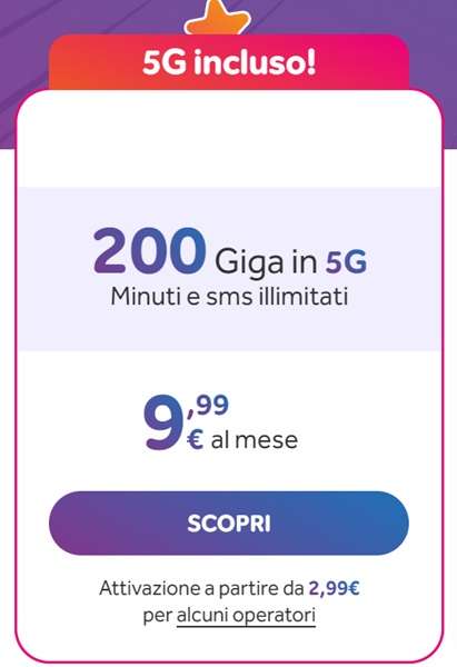 ho mobile 200 giga 5g promo