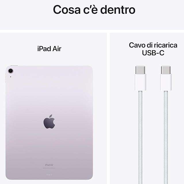 Il contenuto della confezione del tablet iPad Air con chip Apple M2