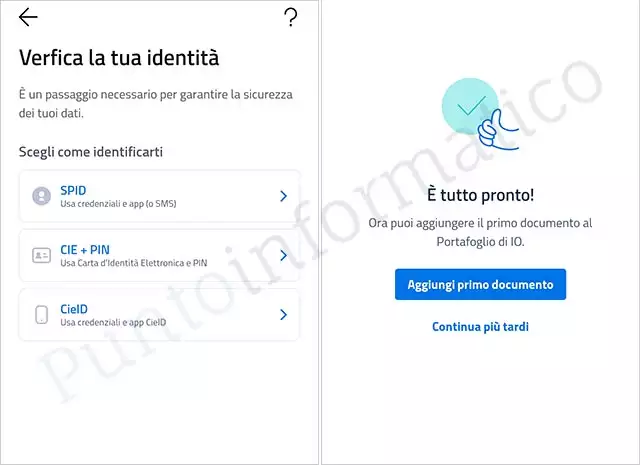 La verifica dell'identità durante il setup di IT-Wallet