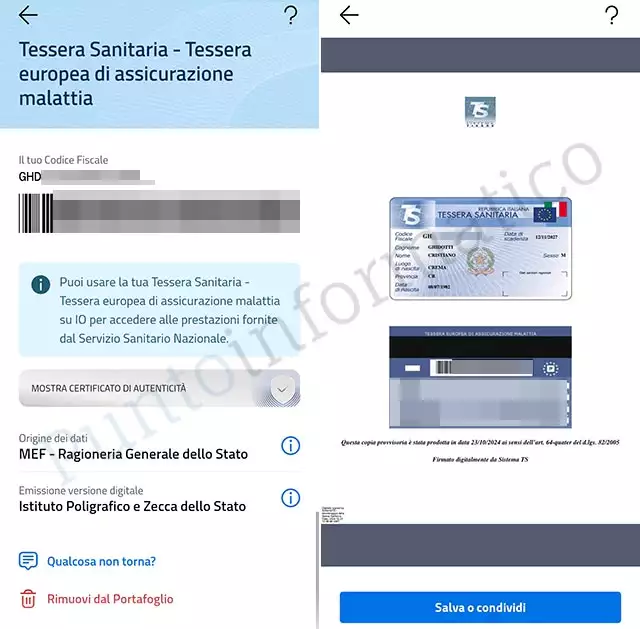 La tessera sanitaria nell'app IO con IT-Wallet